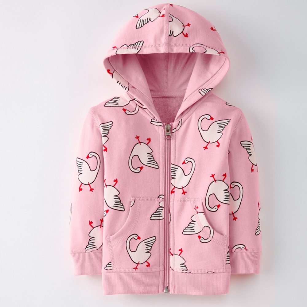 Hanna Andersson Pink Hoodie with Swan Print